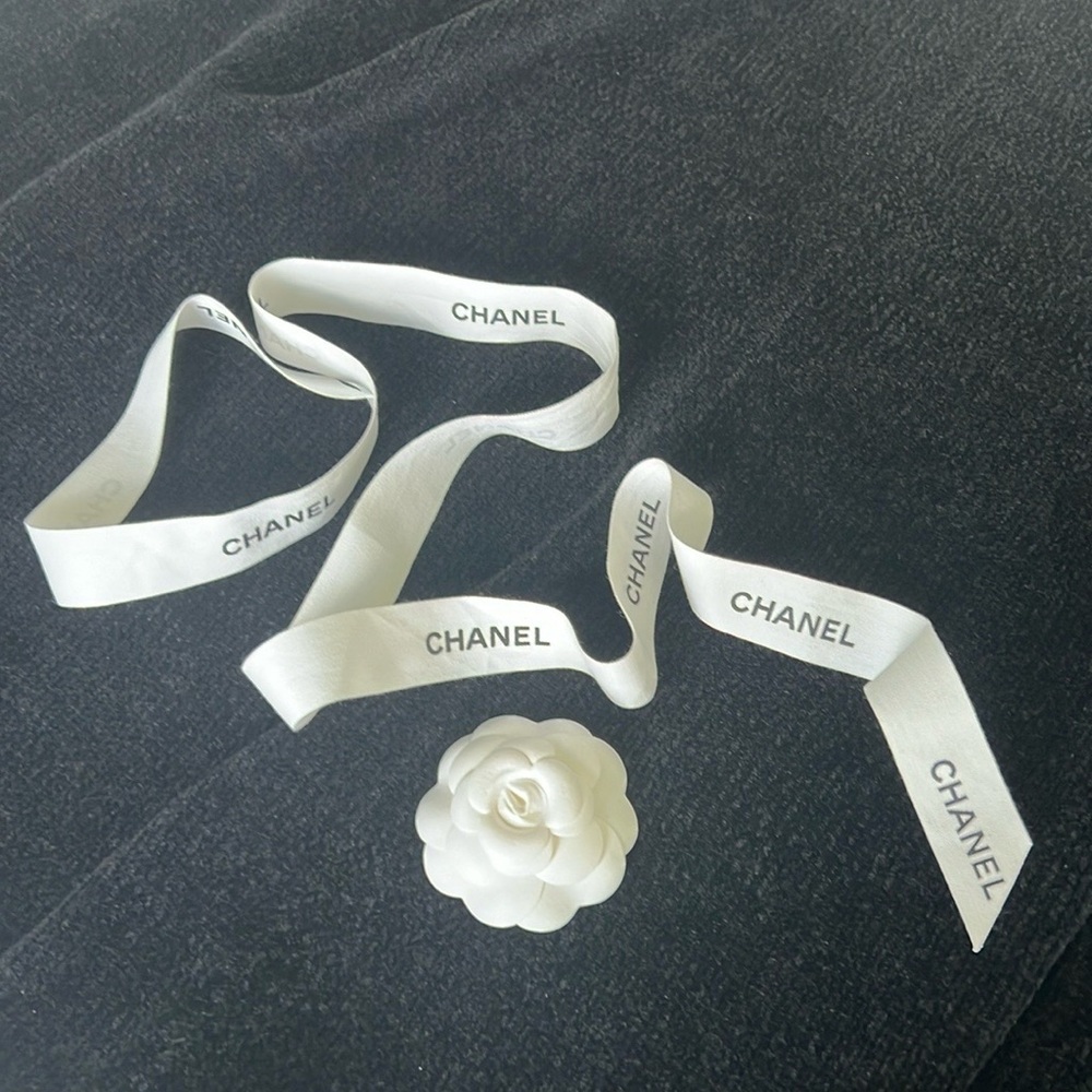 Chanel Ribbon, 38" & Chanel Camellia Flower